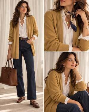 Lane Bryant Women’s 14/16 Tan Solid Knit V-Neck Open Front Long Sleeve Cardigan